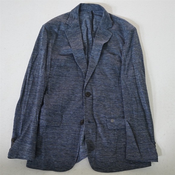 Bogner 48R Blue Linen Soft‎ Shoulder Mens Blazer Suit Jacket Sport Coat